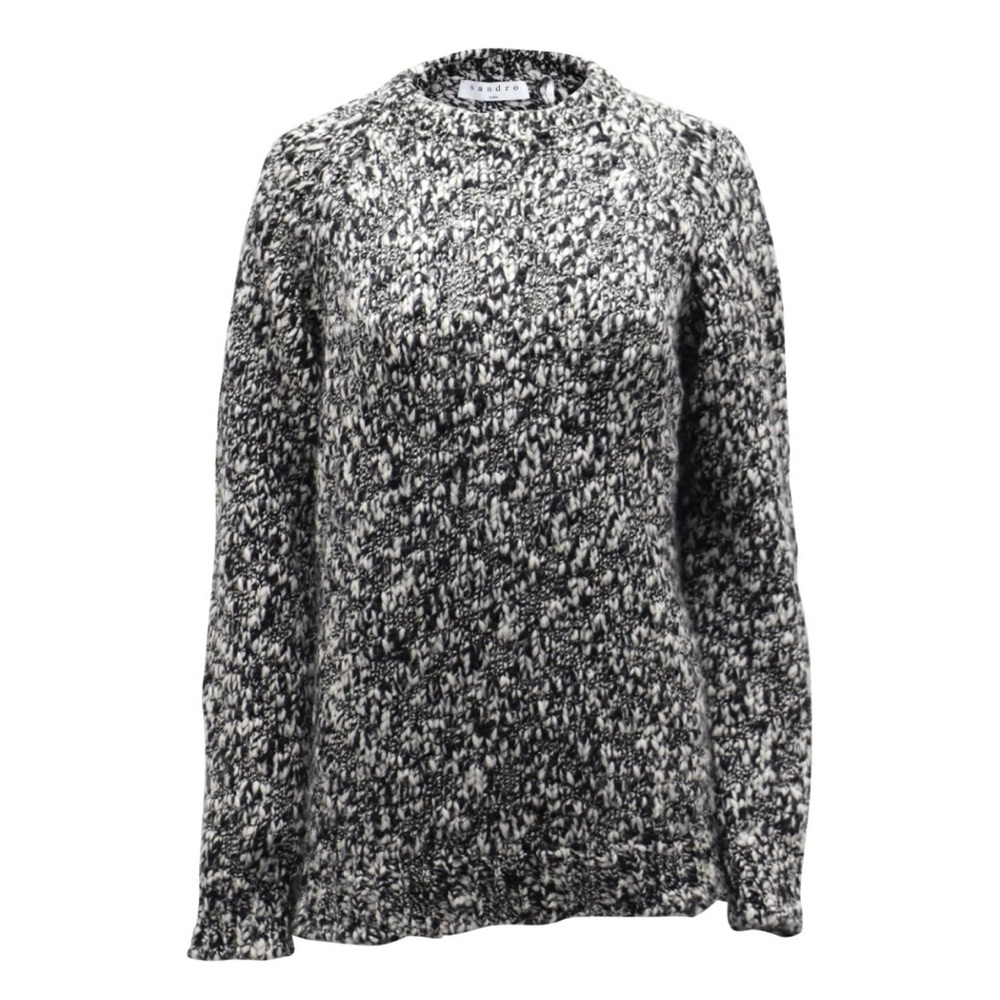 Sandro Men’s Chunky Black and White Weave Sweater